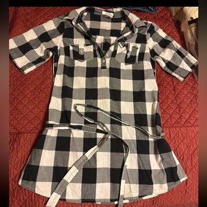 Black and white checkered blouse